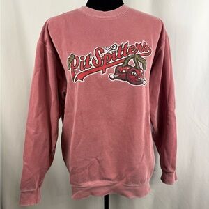 Pit Spitters Comfort Colors Pink Crewneck Sweatshirt Medium Baseball Cozy